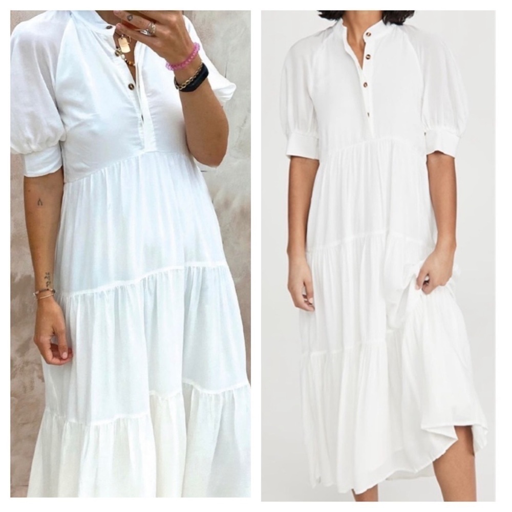 Never Fully Dressed / white tiered Panel Maxi midi Dress US 4